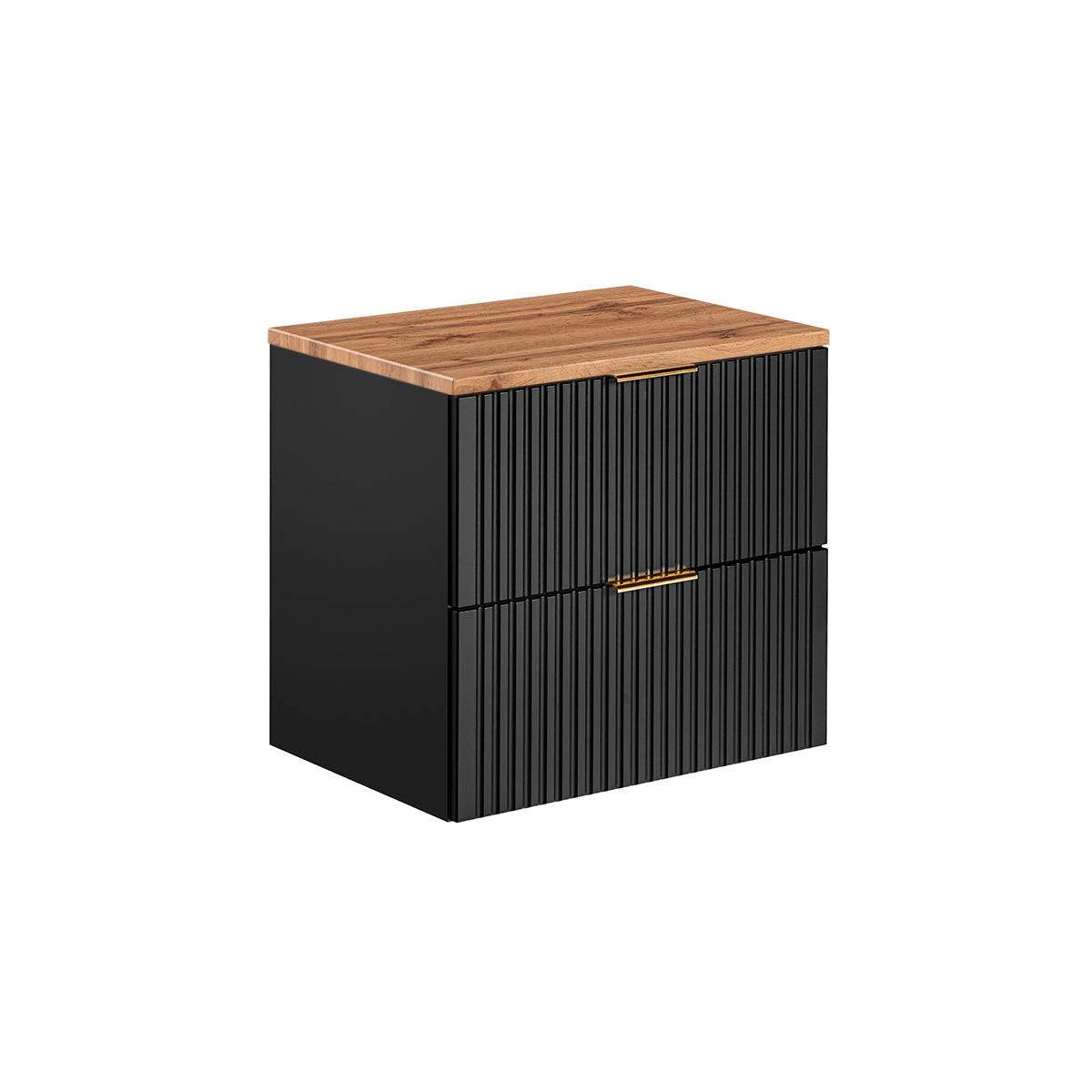 WASCHTISCHUNTERSCHRANK 60.6cm Adriel Schwarz und Holz - Schwarz, Holzwerkstoff (60.6/59/46cm) - Petits-meubles