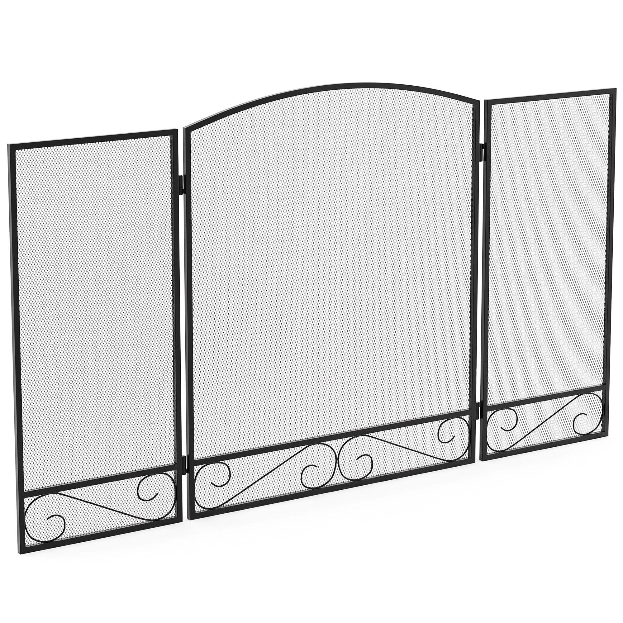 KAMINSCHUTZGITTER Metall Schwarz - Schwarz, Metall (1/70/123cm) - HOMCOM