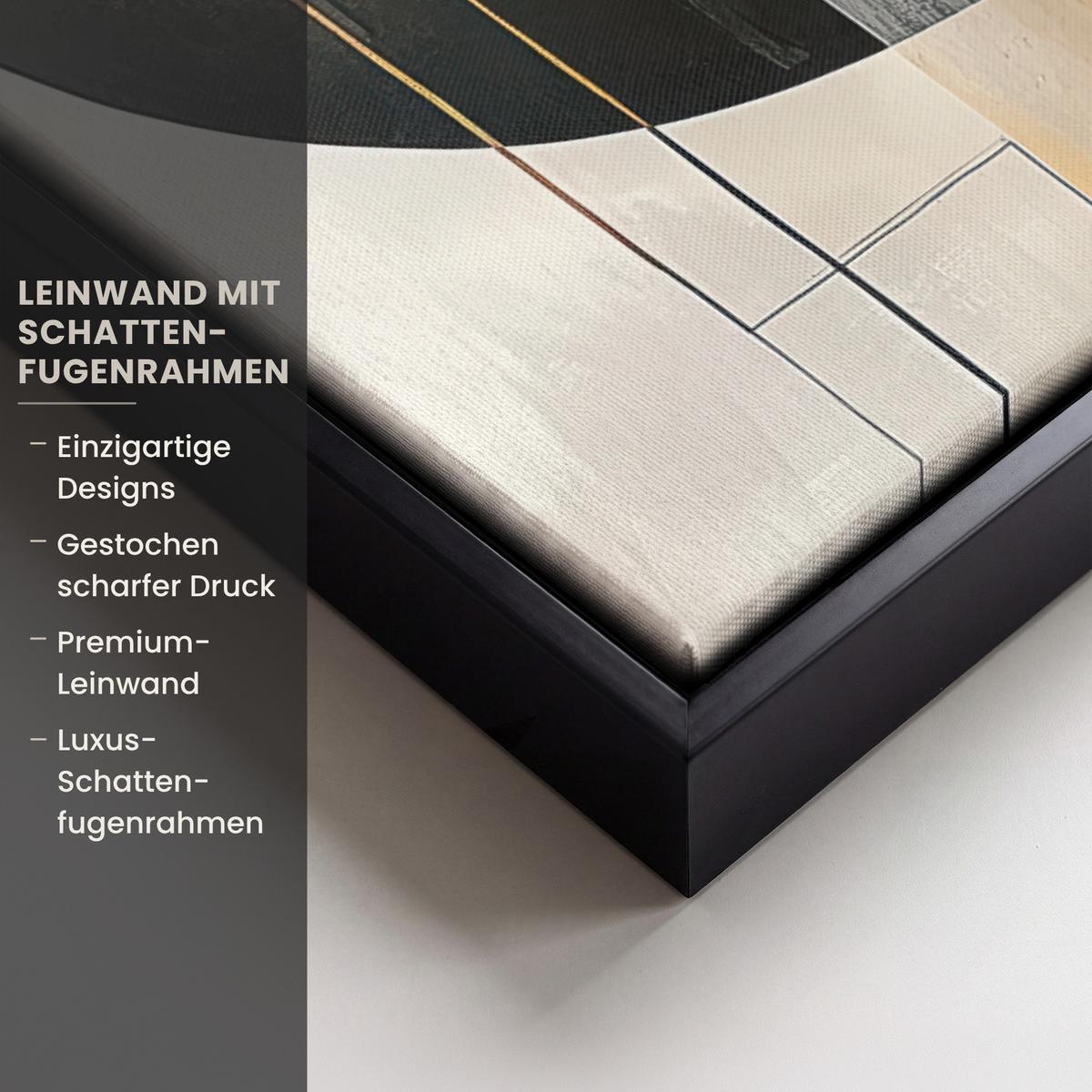 LEINWAND Bilder mit Rahmen - Abstrakt - Gold - Bronze - Grün - Formen - Modern - 70x100 - Multicolor, Textil (70/100cm) - MuchoWow