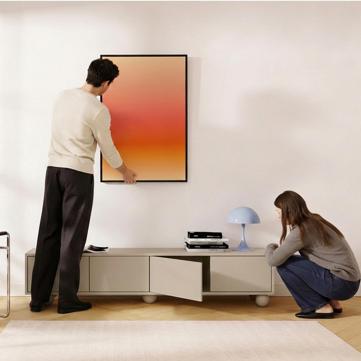 LOWBOARD Adel mit 4 Türen und runden Füßen, 204 cm, Griffloss, Kaschmir - Kaschmir, Holzwerkstoff (204/46/38cm) - Beautysofa