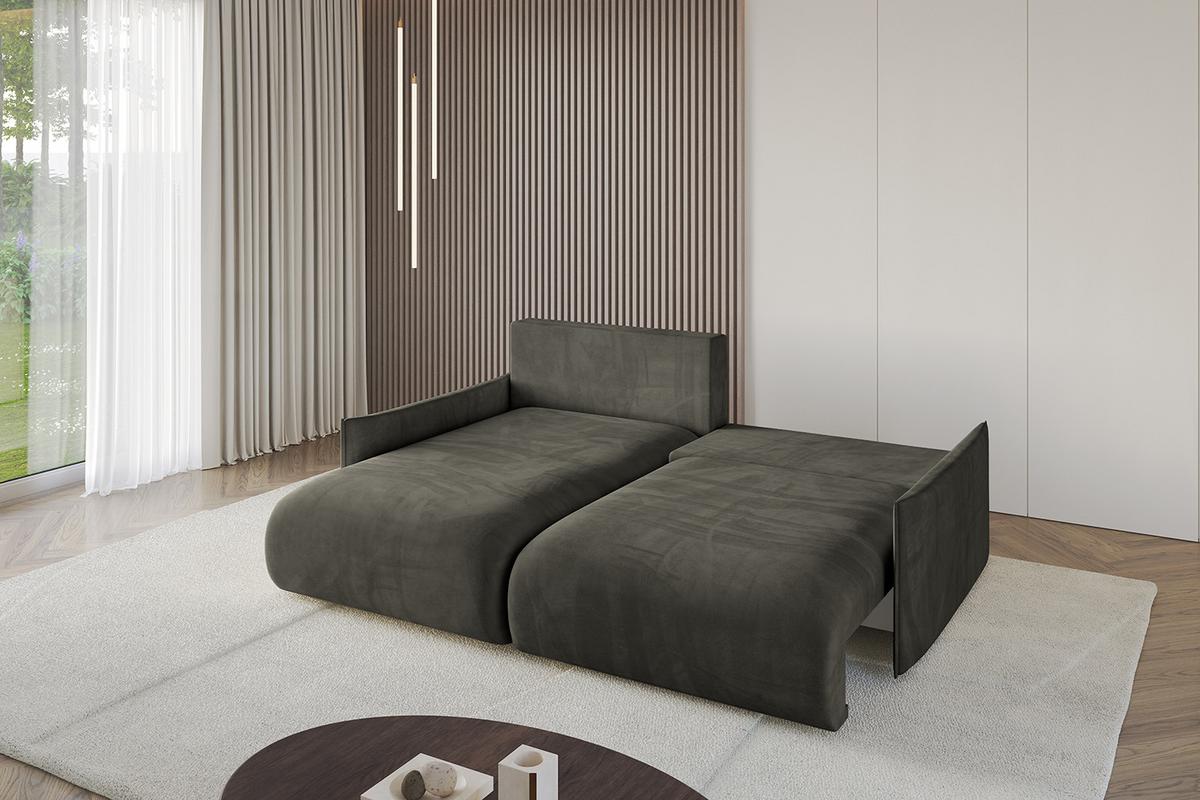 ECKSOFA Ottomane links ONESK-L -v1 216x177x72 Schwarz Velours - Schwarz, Holzwerkstoff/Kunststoff (216/177cm) - ALTDECOR