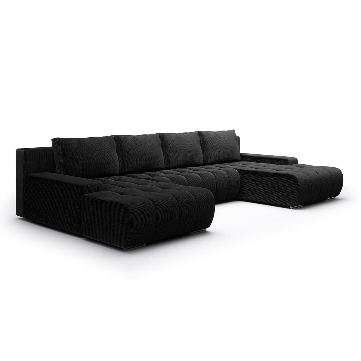 PANORAMASOFA Jonas 5 Sitzplätze Schwarz - Schwarz, Holz (350/85/185cm) - Petits-meubles
