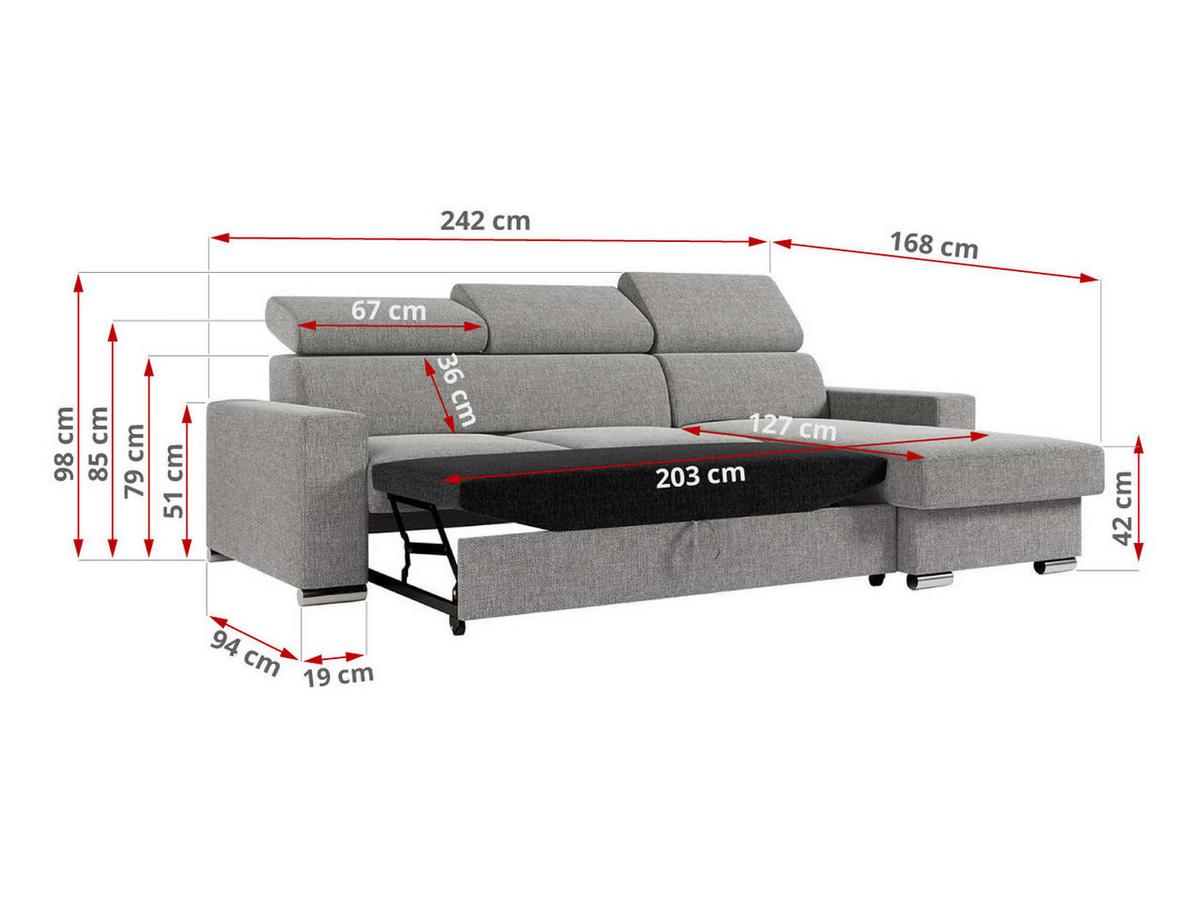 ECKSOFA FOX-L Grau - Silberfarben/Grau, Kunststoff/Textil (242/168cm) - MKS