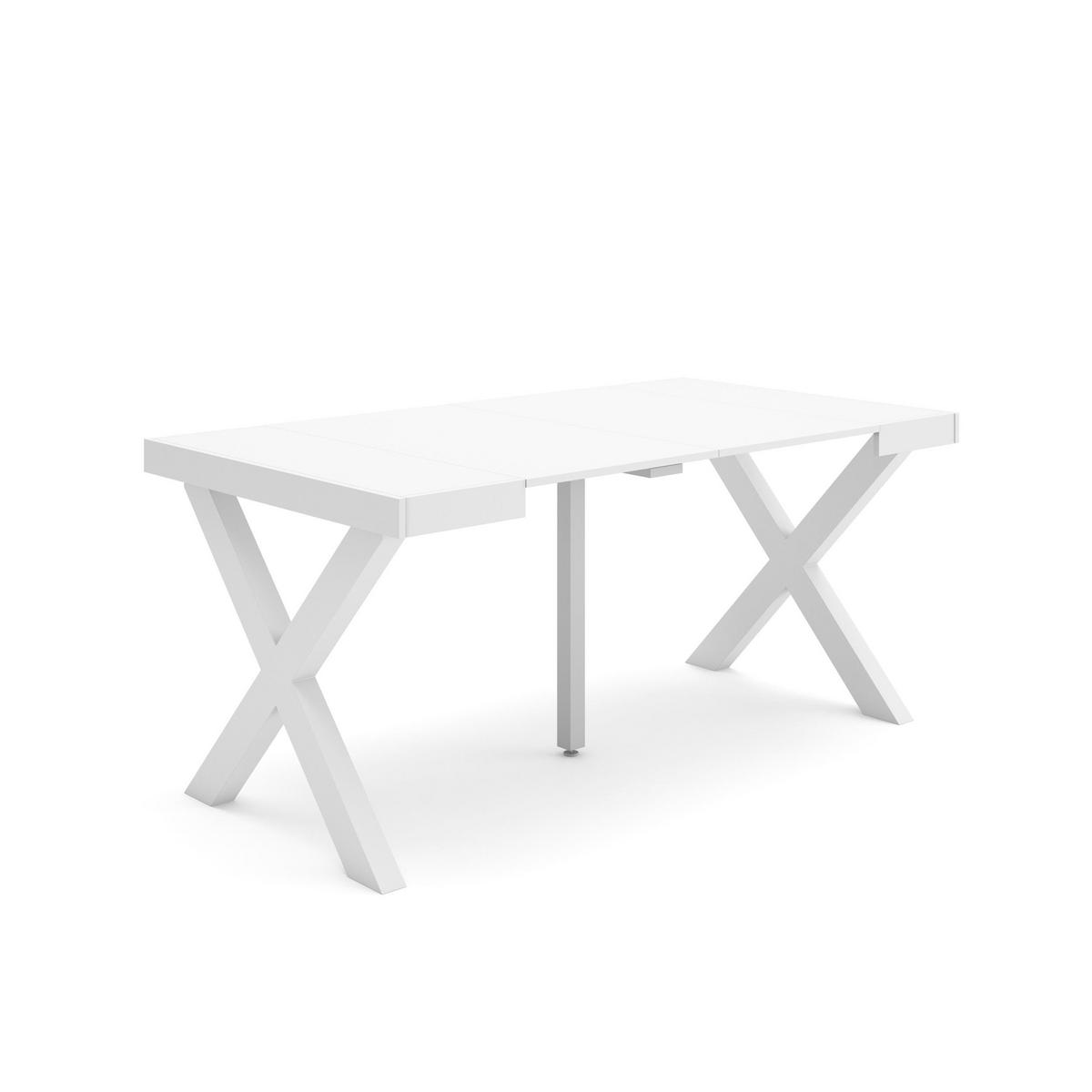 KONSOLENTISCH ausziehbar 58 bis 160cm, für 8 Gäste, weiß, 90/58/73cm - Weiß, Holzwerkstoff (90/160/73cm) - Skraut Home