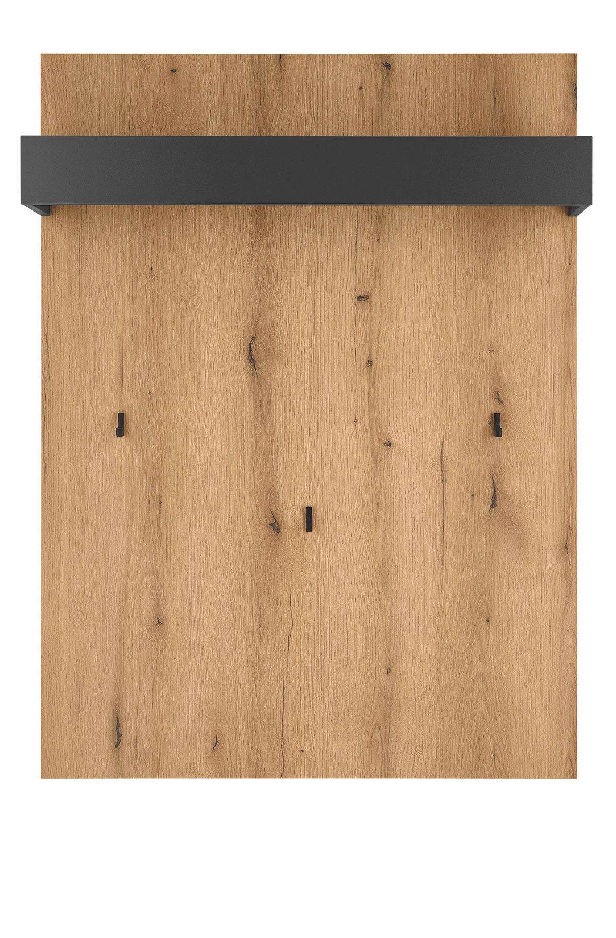 GARDEROBENPANEEL Evoke Eiche, grau 100 x 135 cm, Wandgarderobe mit Kleiderstange - Eichefarben/Grau, Holzwerkstoff/Metall (100/135/25cm) - Furn.Design