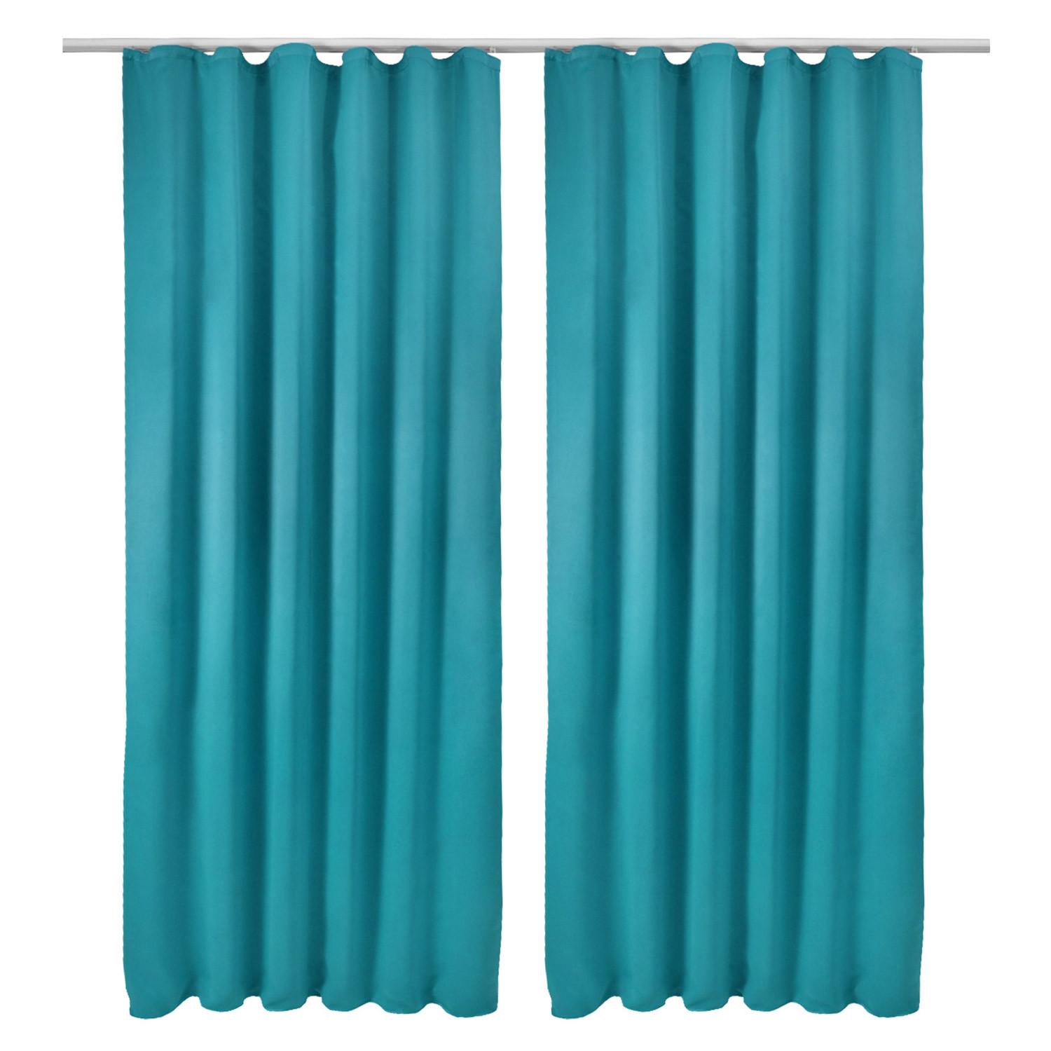 VORHANG Amelie BK mit Kräuselband 140x245cm Türkis (2tlg) - Türkis, Textil (140/245/1cm) - Beautissu 