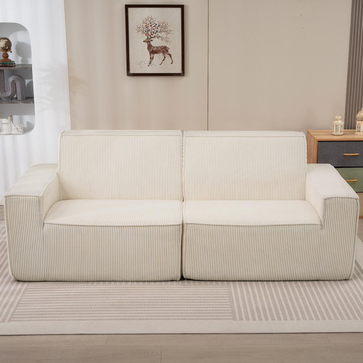 SOFA Vyren 230/90/85cm - Beige, Kunststoff (90/85/230cm) - ZMH