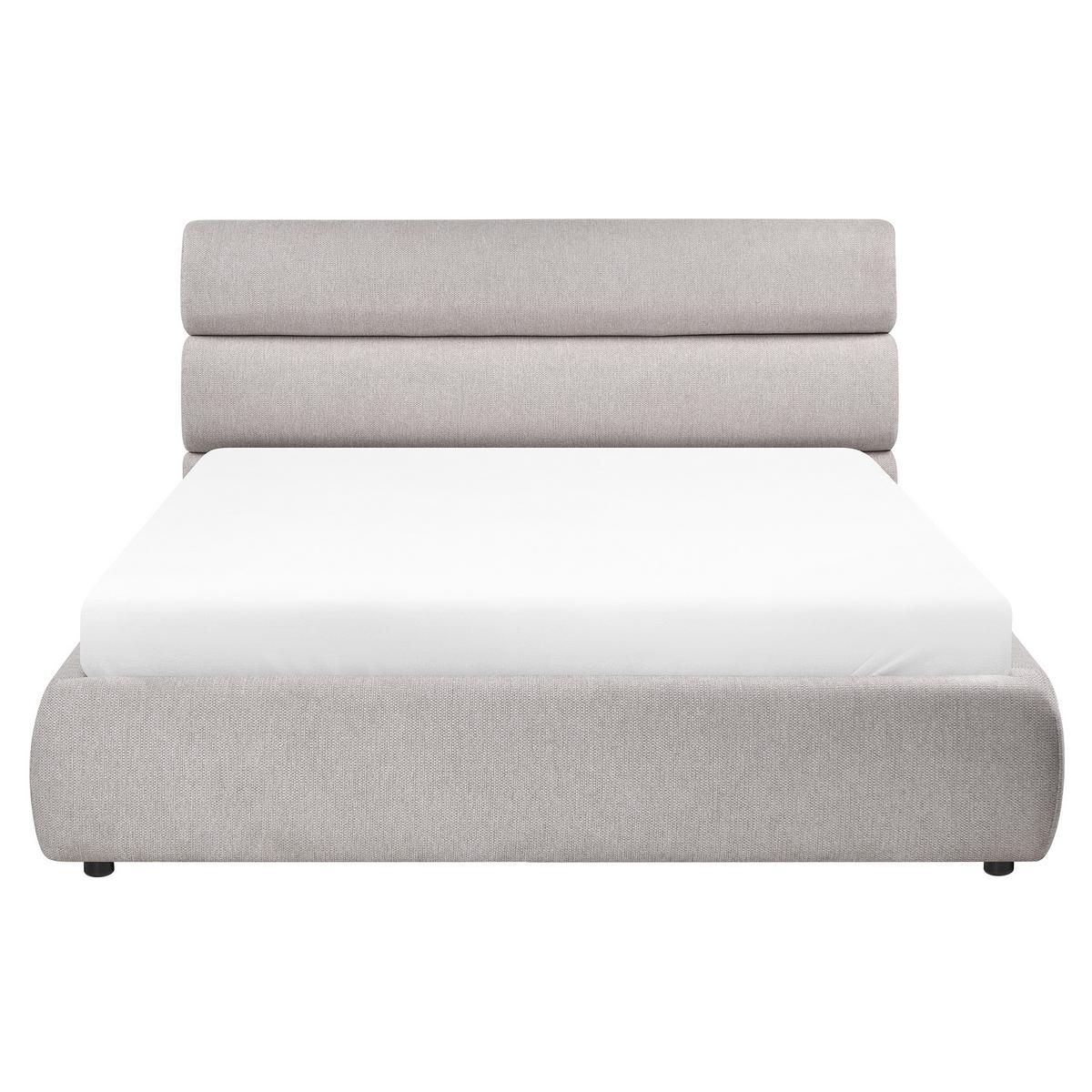 BETT mit Stauraum 160/200 cm Kunstleinen Grau Bonifacio - Grau, Textil (160/200cm) - Beliani