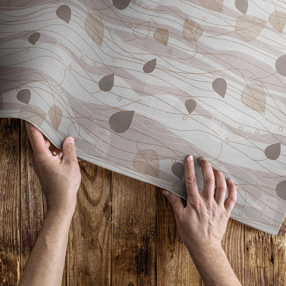 TEPPICH 60x90 cm Boho-Blätter auf Wellen Hintergrund - Anthrazit, Kunststoff (60/90cm) - Wallfluent