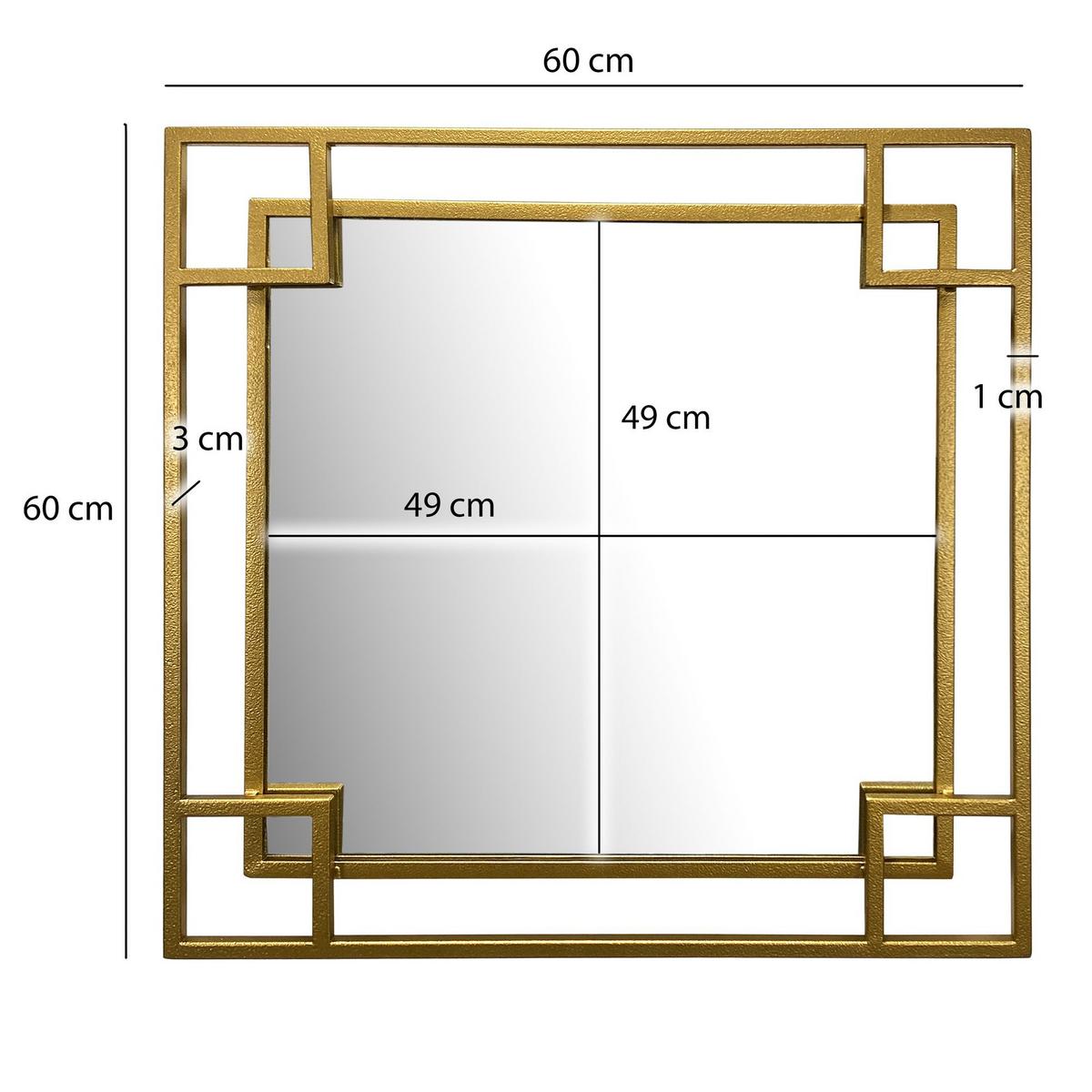 WANDSPIEGEL mit Rahmen Quadratisch Metall Eisen, Gold 60x3x60 cm - Goldfarben, Glas (60/60/3cm) - KADIMA DESIGN