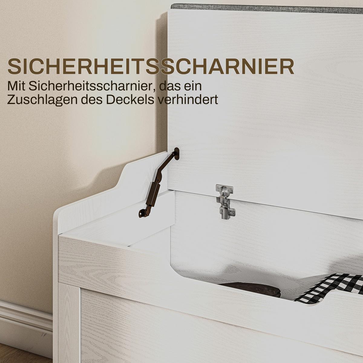 AUFBEWAHRUNGSTRUHE mit Deckel, 103 Liter Sitzfläche - Weiß/Grau, Kunststoff/Textil (40/56/75cm) - HOMCOM