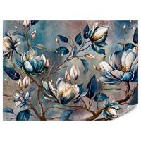 FOTOTAPETE für Wohnzimmer Wunderschöne Magnolien Blätter Zweige Blumen 350x256 - Multicolor, Papier (350/256cm) - Muralo