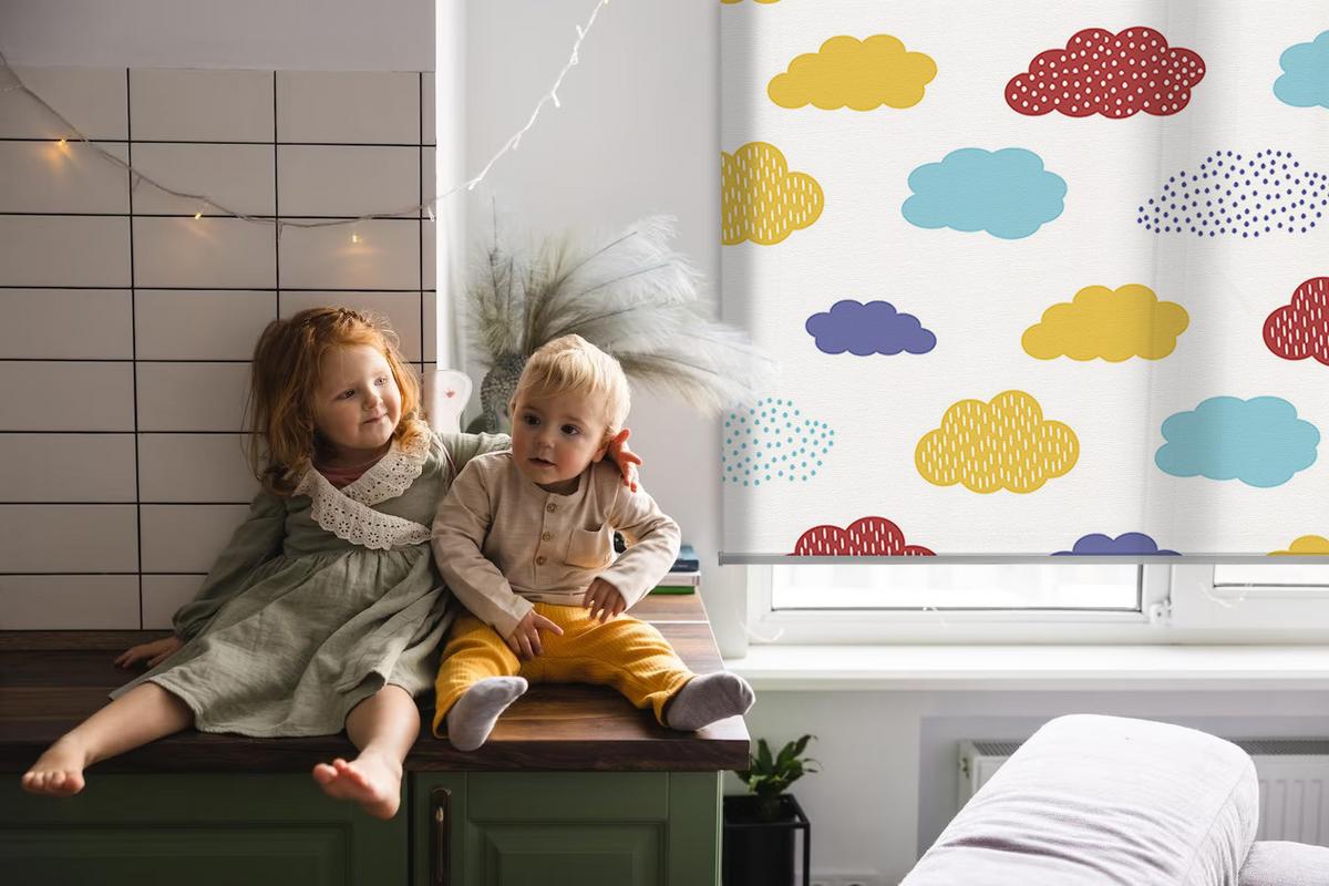 INNENROLLO - Fensterrollo - Rollo - 60x40 cm - Bunte Wolken - Gelb, Kunststoff (60/140/0.5cm) - TULUP