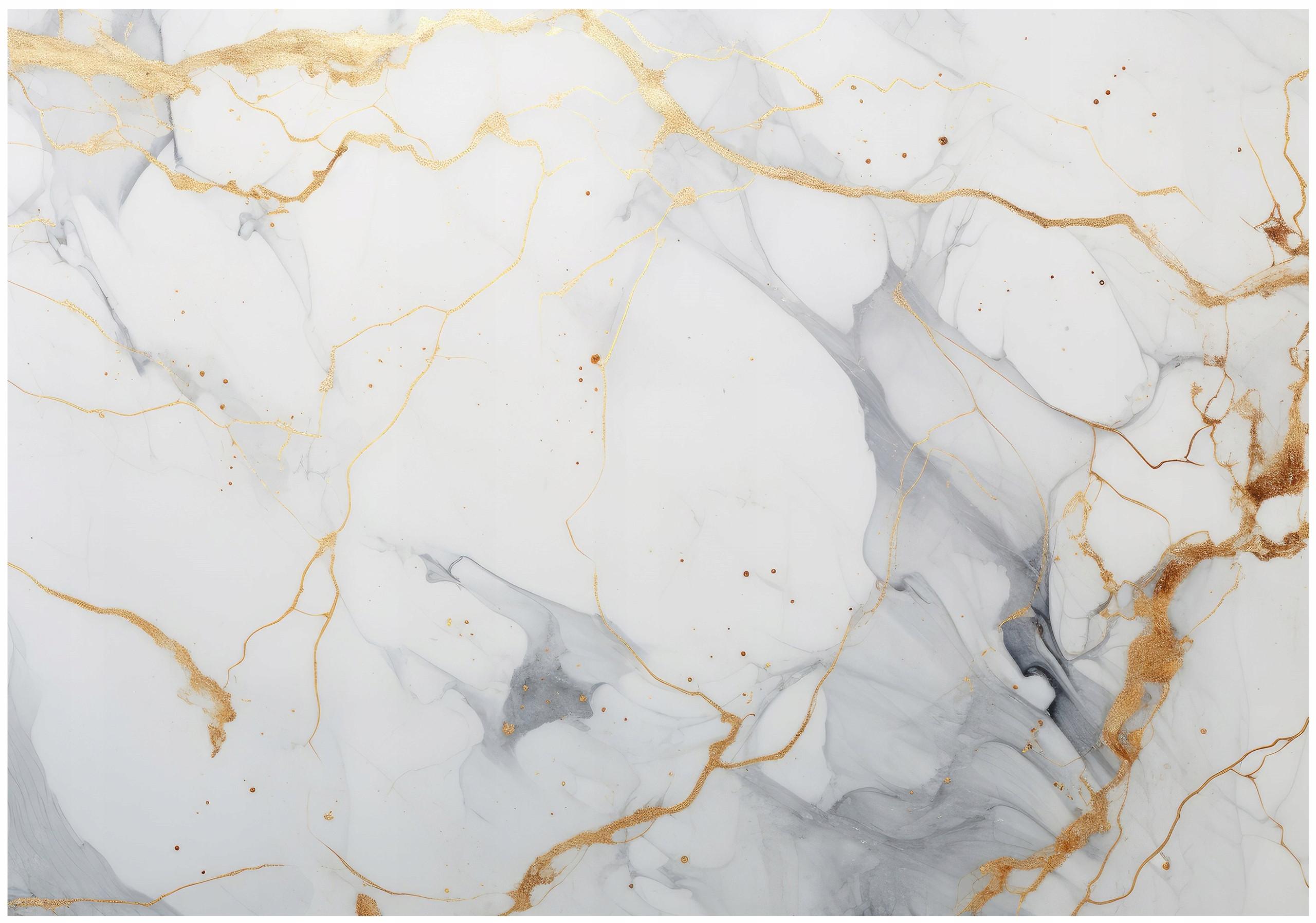 FOTOTAPETE Marmor Abstraktion Gold Weiß Wohnzimmer Vliestapete 300x210 - Grau, Papier (300/210cm) - Wallarena