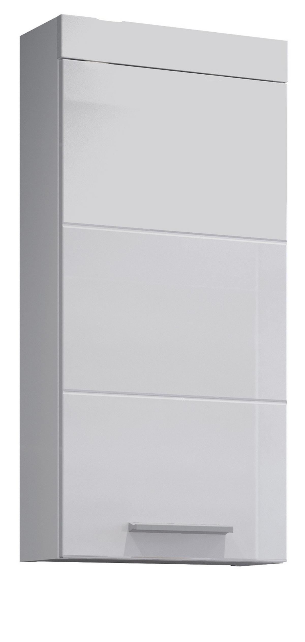 HÄNGESCHRANK weiß Hochglanz 35 x 75 cm, Badschrank hängend - Weiß Hochglanz/Silberfarben, Holzwerkstoff/Kunststoff (16/75/35cm) - Top.Furn