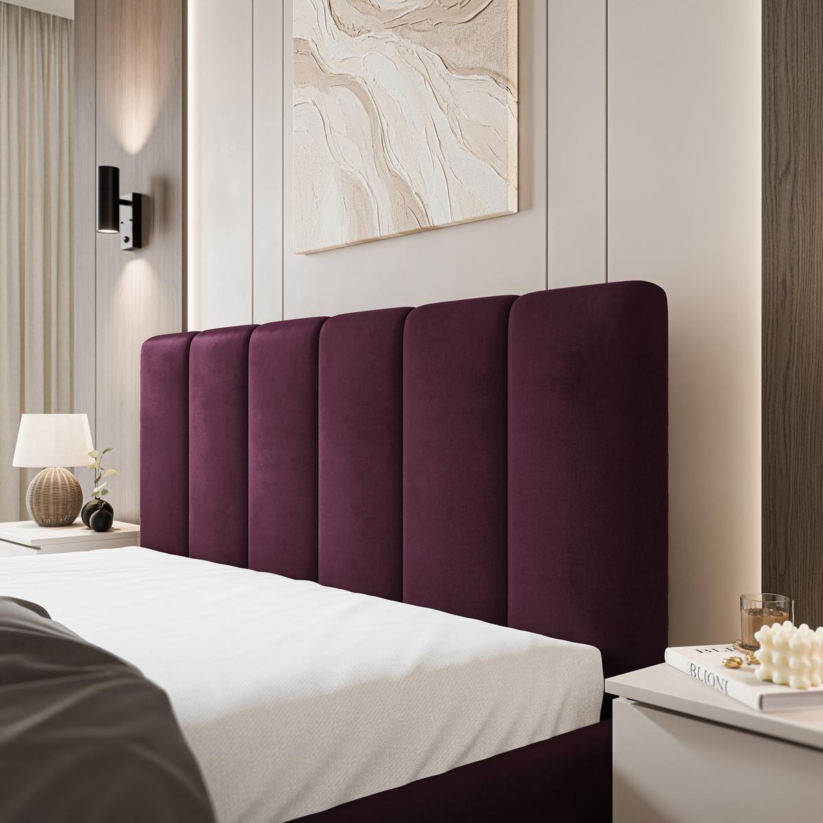POLSTERBETT NEMIS 180x200 cm mit Bettkästen - Violett - Violett, Holz (180/200cm) - MASSENO