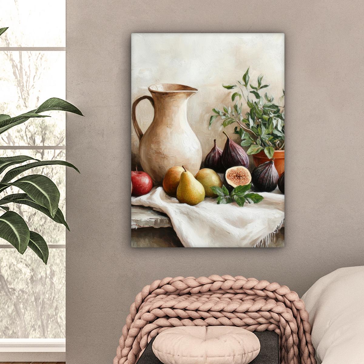 LEINWANDBILD Obst - Kräuter - Ländlich Wandbild Wohnzimmer 60x80 cm - Naturfarben, Textil (60/80cm) - MuchoWow