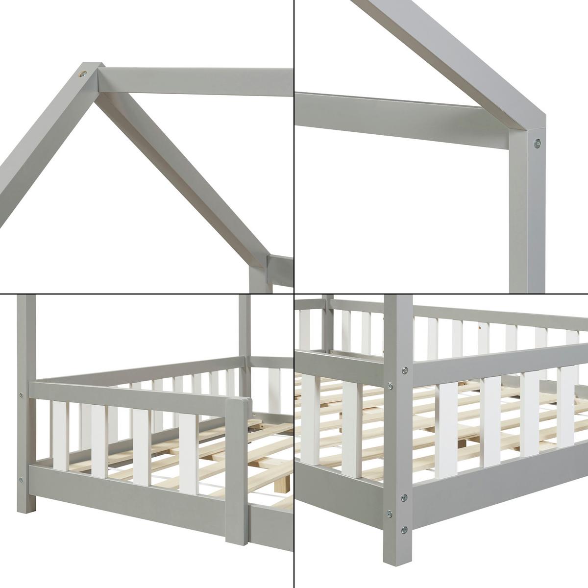 HAUSBETT Sisimiut - Hellgrau/Weiß, Holz (120/200cm) - [en.casa]