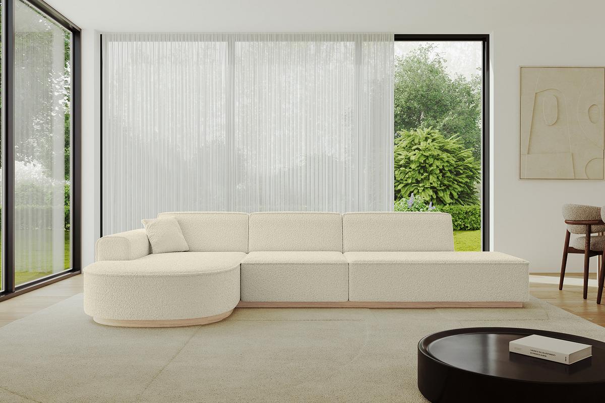 ECKSOFA Ottomane Links ARRIO-L2 - 328x171x83 cm Beige - Beige, Holzwerkstoff/Textil (328/171cm) - ALTDECOR