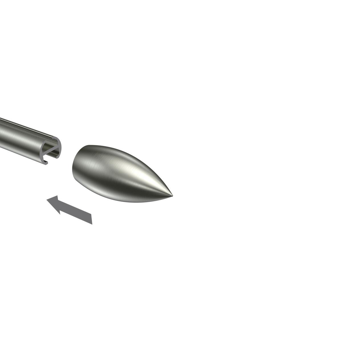 ENDSTÜCKE FÜR GARDINENSTANGEN 16 mm Ø, Poveda Edelstahl-Optik, Packung 2 Stück - Edelstahlfarben, Metall (5.4/2.5/2.5cm) - INTERDECO