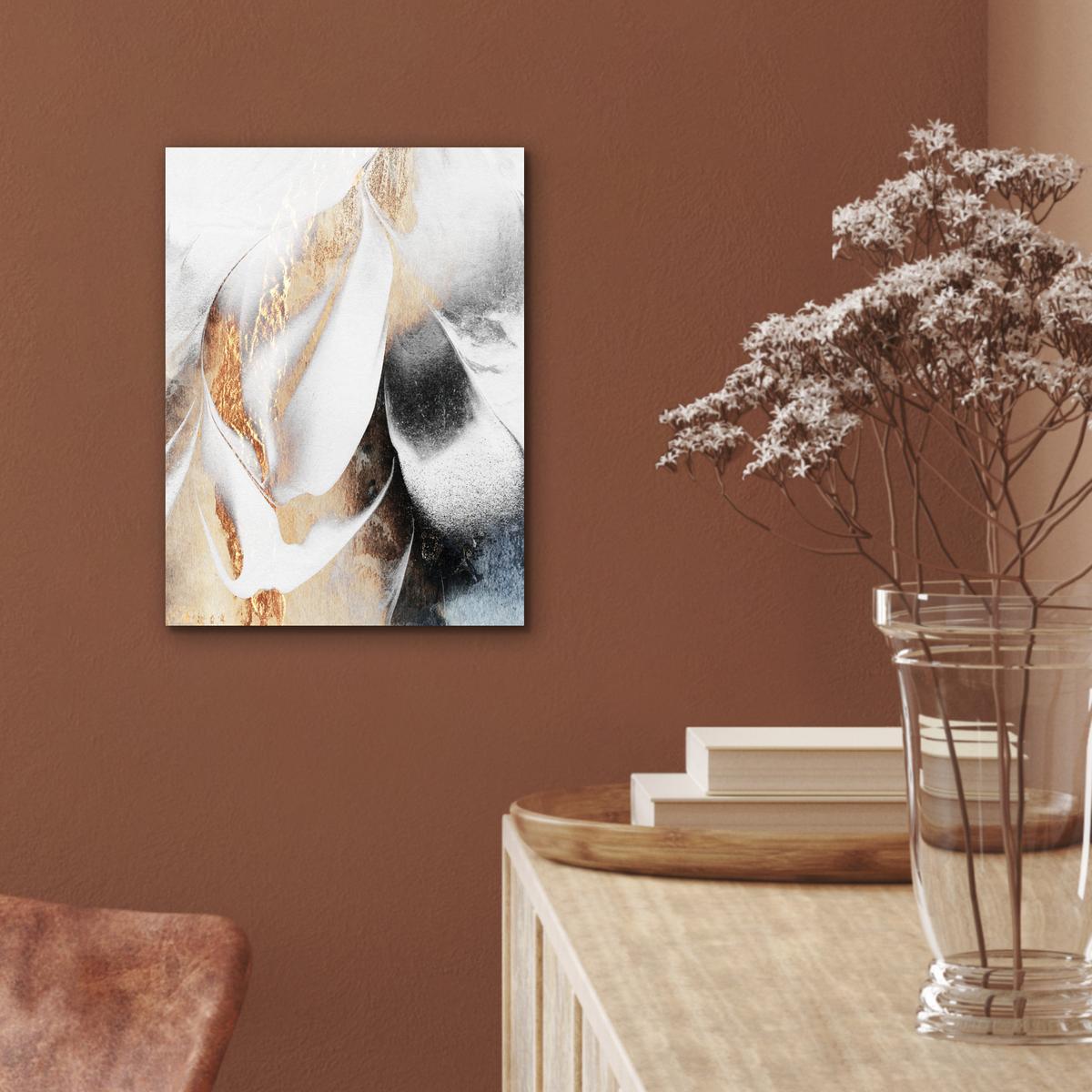 METALLBILD Luxus - Abstrakt - Gold - Weiß 30x40 cm - Goldfarben, Metall (30/40cm) - MuchoWow