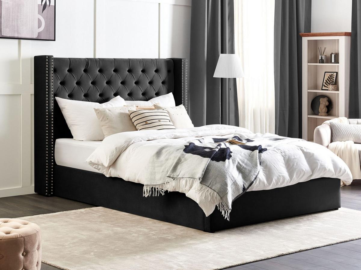 POLSTERBETT 180/200cm Schwarz Lubbon - Schwarz, Textil (180/200cm) - Beliani