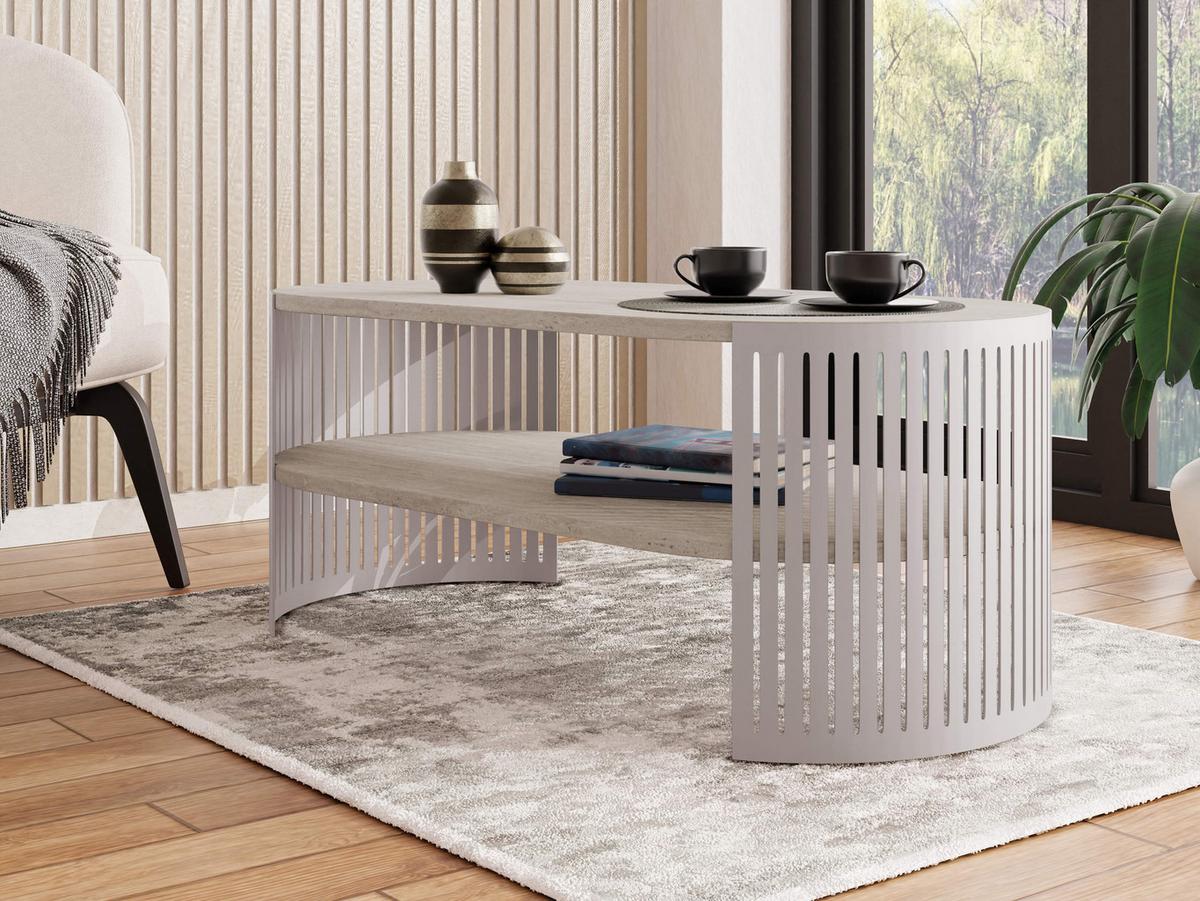 COUCHTISCH Fikoli Oval I - Taupe/Kaschmir, Holzwerkstoff/Metall (100/50/40cm) - MIRJAN24
