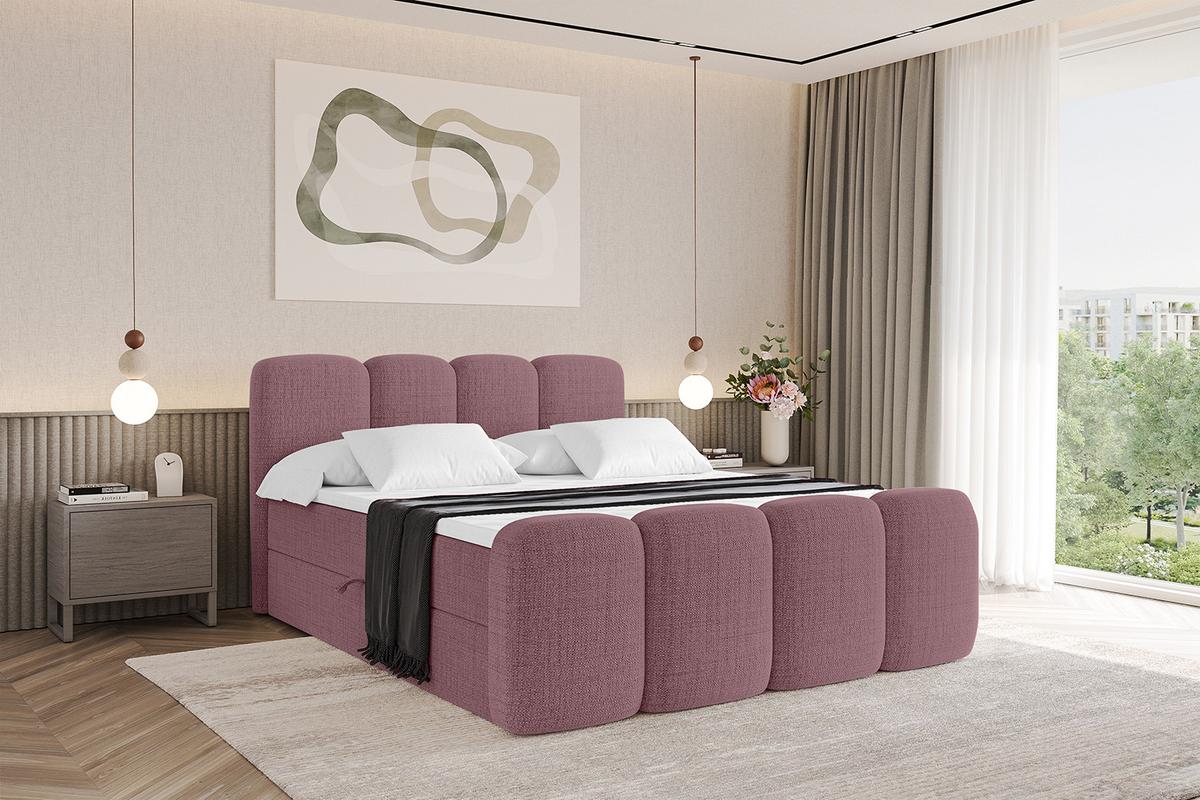 BOXBETT mit Matratze H4 und Lattenrost - NINA-Z - 200x200 cm - Altrosa - Pink, Holzwerkstoff (200/200cm)