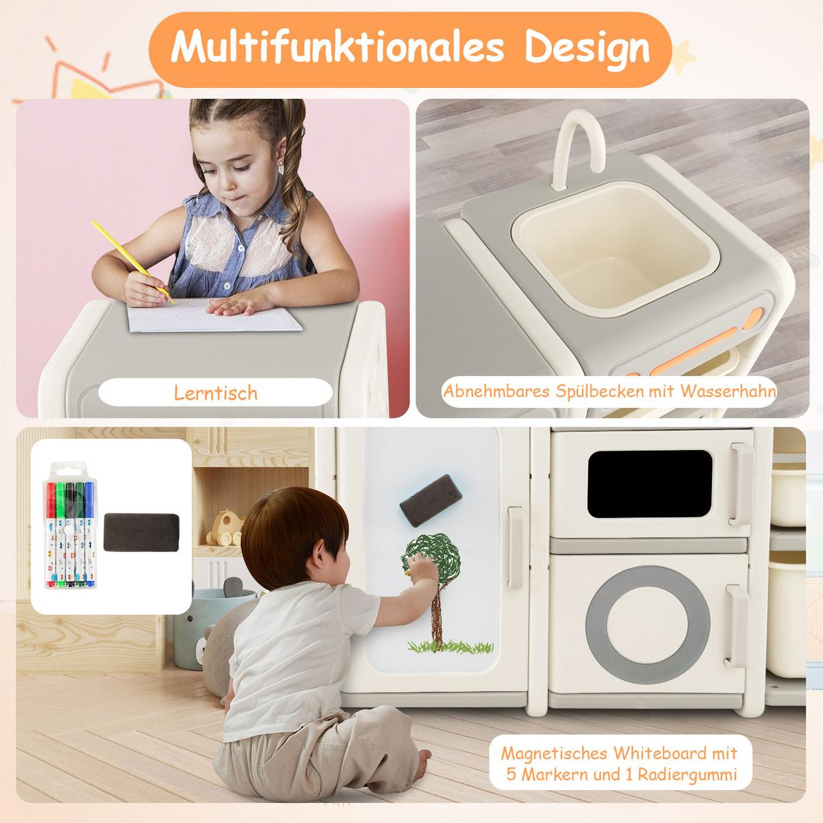 SPIELZEUGSCHRANK Für Kinder Beige - Beige, Kunststoff (116/98/38cm) - COSTWAY