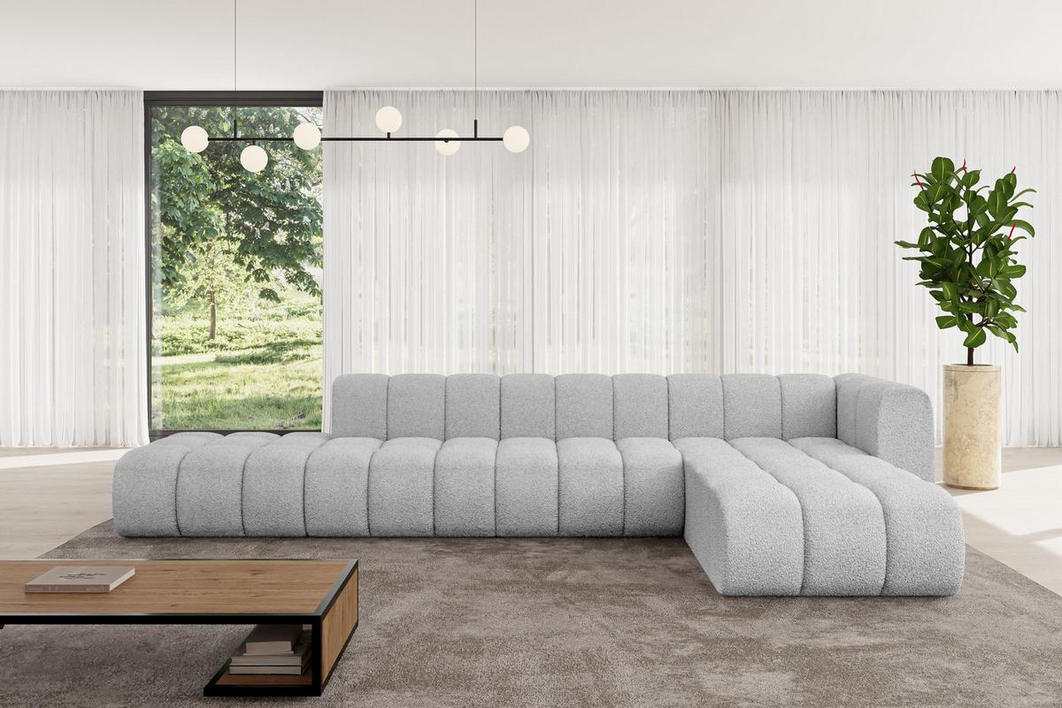 ECKSOFA modulares Sofa Zuvon-L2 - 387x177x70 cm Hellgrau - Hellgrau, Holzwerkstoff/Textil (387/177cm) - ALTDECOR