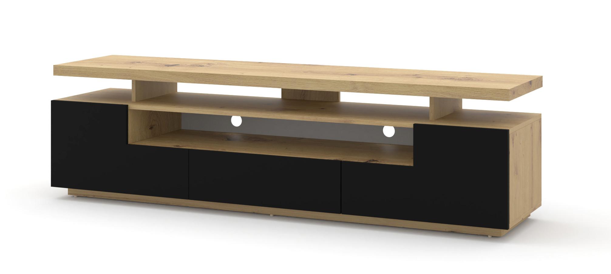 TV LOWBOARD Artisan Eiche, Schwarz 180/51/42 - Schwarz, Holzwerkstoff (180/51/42cm) - RAUMHIRSCH FURNITURE