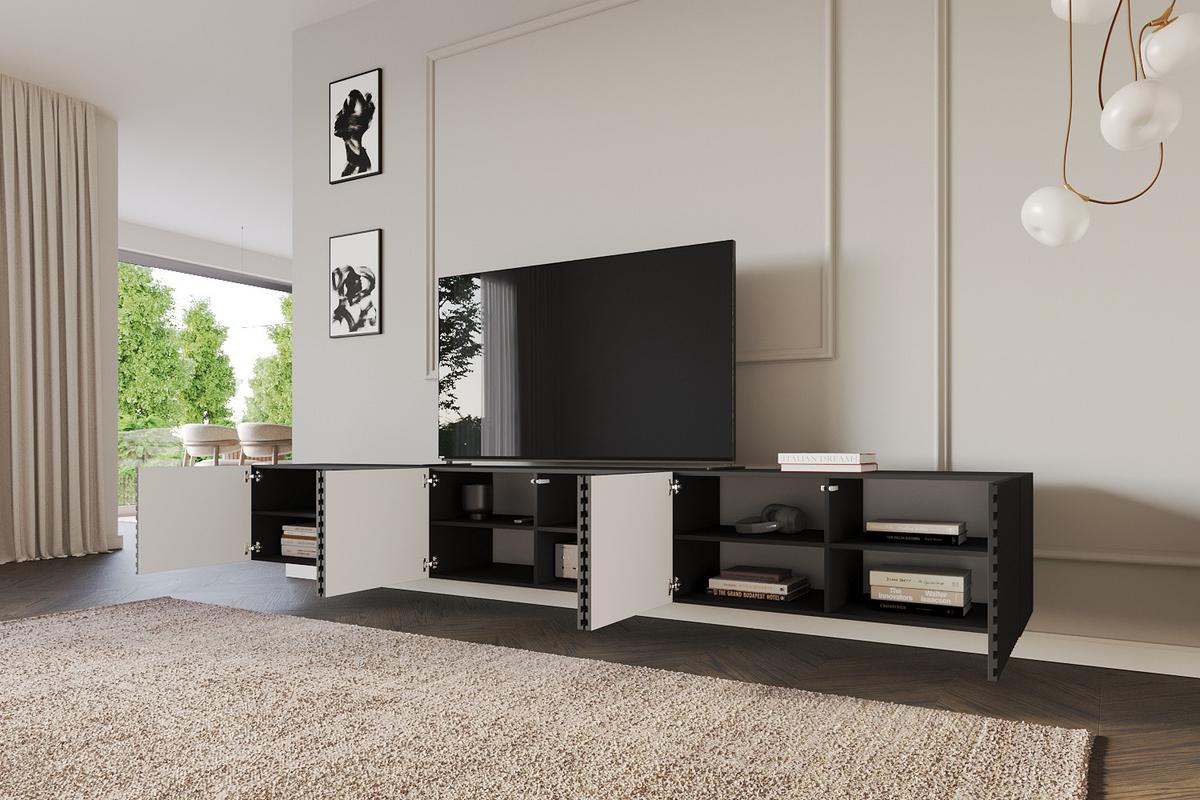 LOWBOARD ZENO-W 3x100x40x40 cm - Schwarz - Weiß, Holzwerkstoff (300/40/40cm) - ALTDECOR