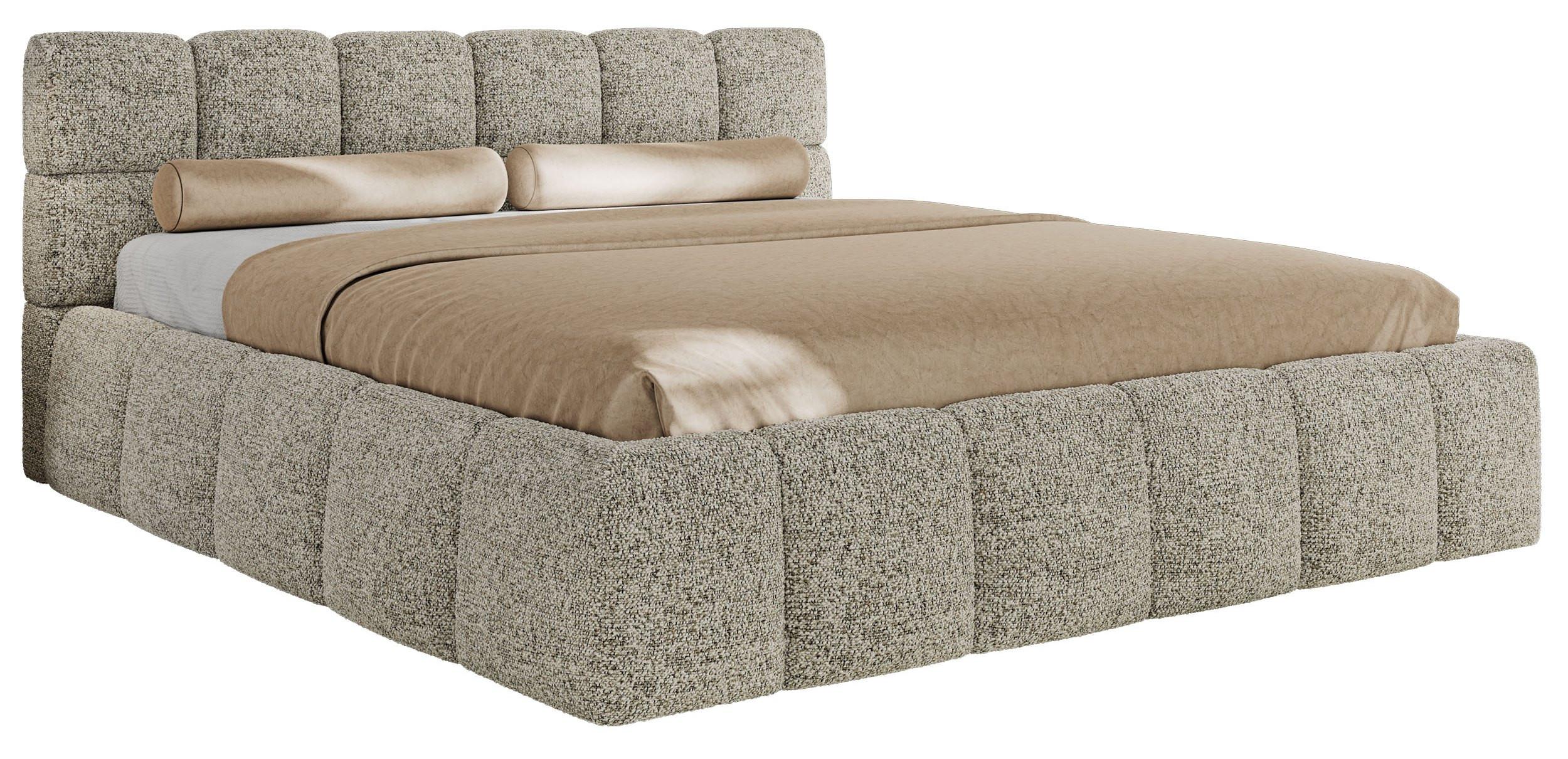 POLSTERBETT NIRA CLASSIC 180/200 - Beige Strukture - ohne Matratze - Beige, Textil (180/200cm) - MKS