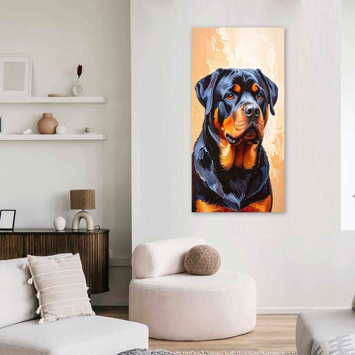LEINWANDBILD Rottweiler Hund Tier 40x80cm - Beige, Textil (40/80cm) - Feeby