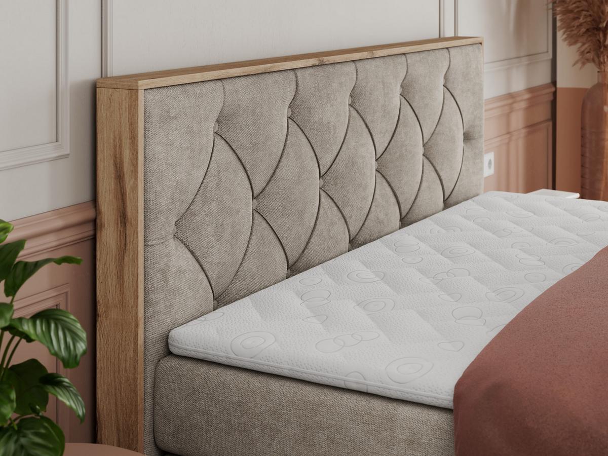 BOXSPRINGBETT VENETO KING 180/200 Beige Struktur - H3 - Beige, Holz/Textil (180/200cm) - MKS