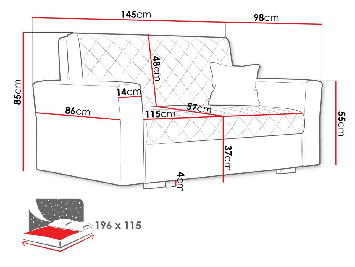 SCHLAFSOFA Viva Caro II - Schwarz/Braun, Holz/Textil (145/85/98cm) - MIRJAN24