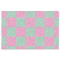 FUSSMATTE Schachbrettmuster - Grün - Rosa - Würfel Fußabtreter 180x120 cm - Mintgrün, Kunststoff (180/0.4cm) - MuchoWow