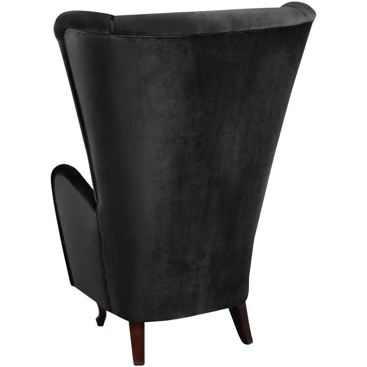 HOCHLEHNSESSEL Kailey Bezug Samtvelours Buche nussbaum dunkel / schwarz - Schwarz, Kunststoff (96/122/89cm) - 58aufmkessel