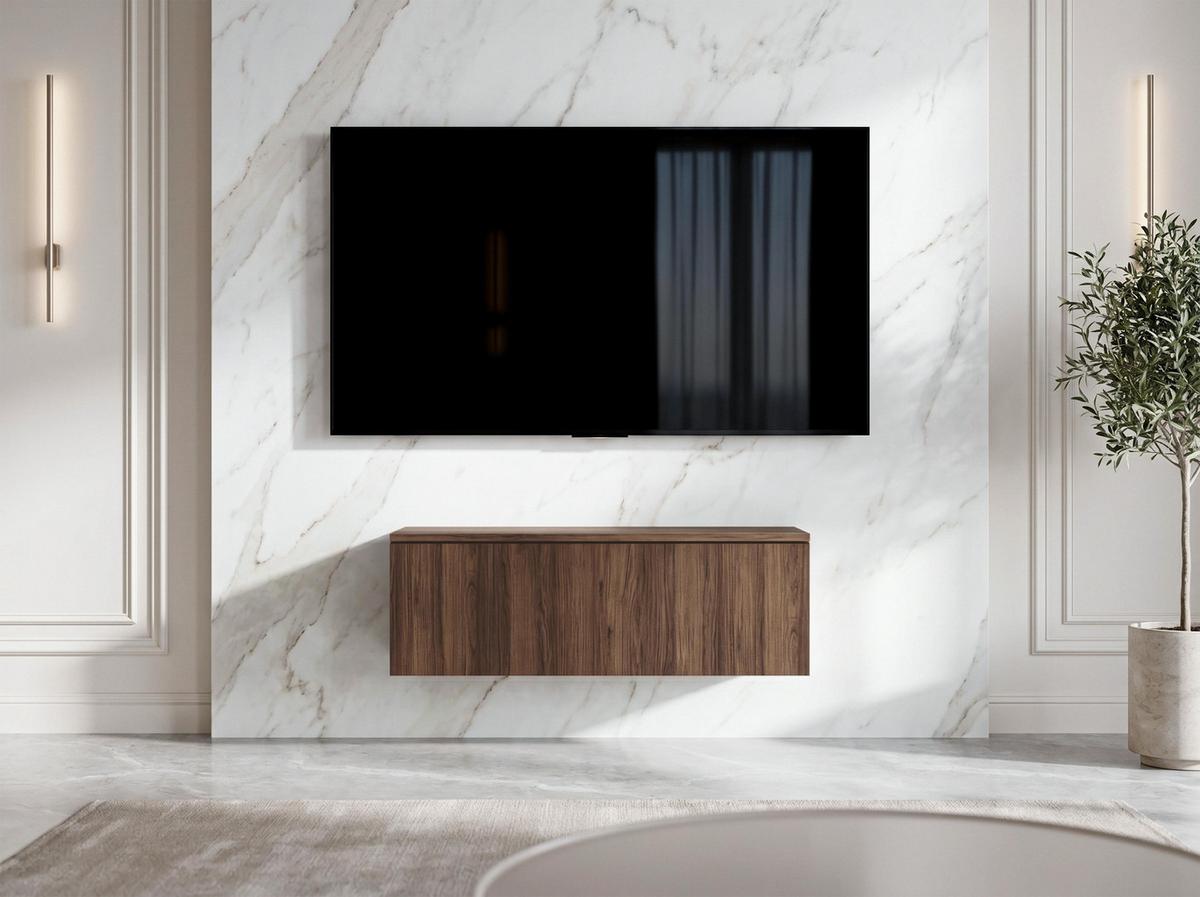 LOWBOARD Barvo 100 Nussbaum Warmia 100/34/32 cm – hängendes TV-Board - Nussbaumfarben, Holzwerkstoff (100/34/32cm) - AX Living