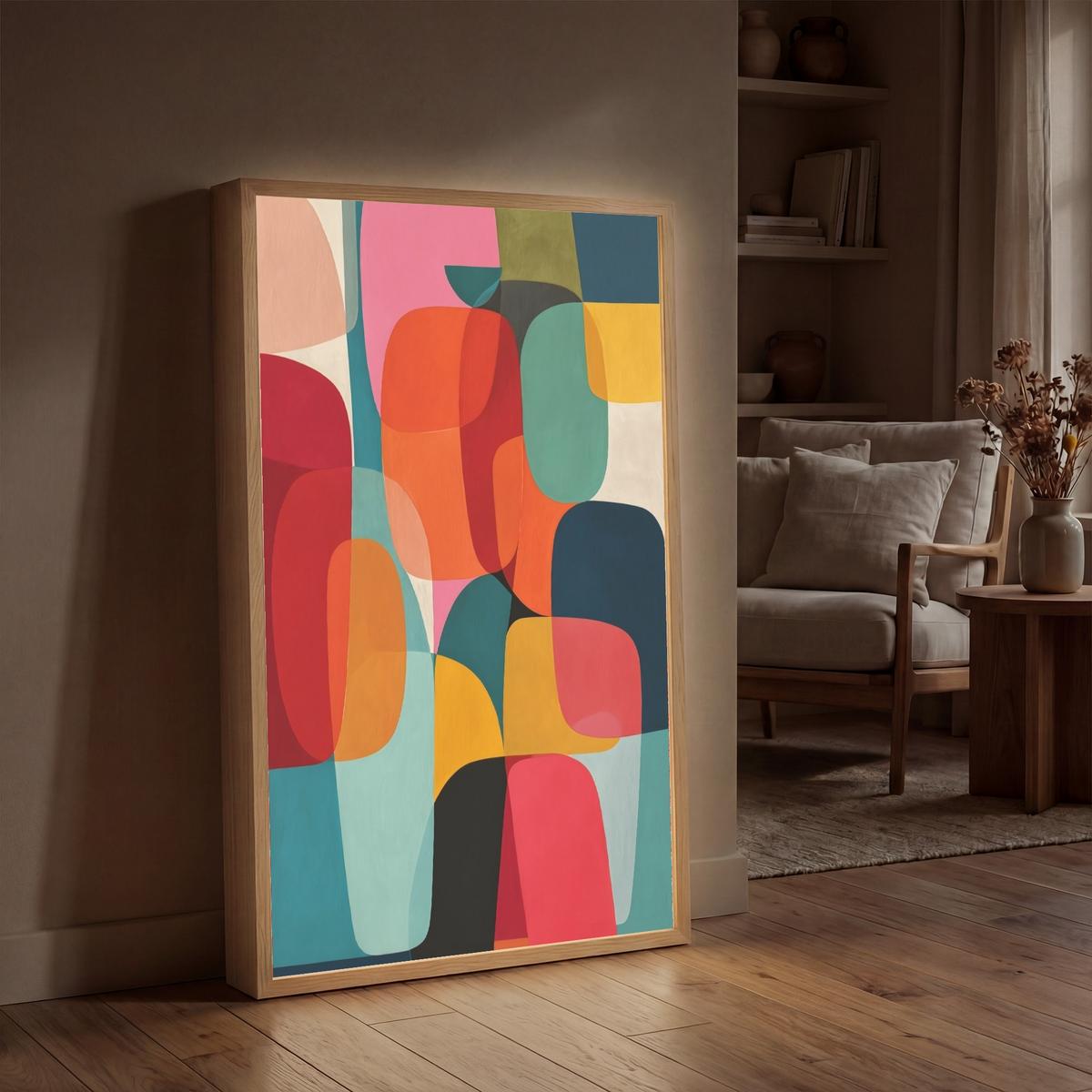WANDLEUCHTE MIT AKKU Formen - Bunt - Abstrakt - Flugzeuge 60x90 cm - Multicolor, Holzwerkstoff (60/90/8cm) - OnlyWow