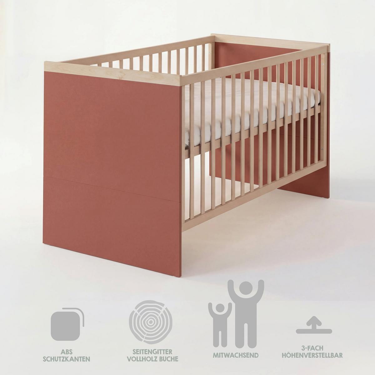 KINDERBETT Jimmy Mauve - Mauve, Holzwerkstoff (70/140cm) - Roba