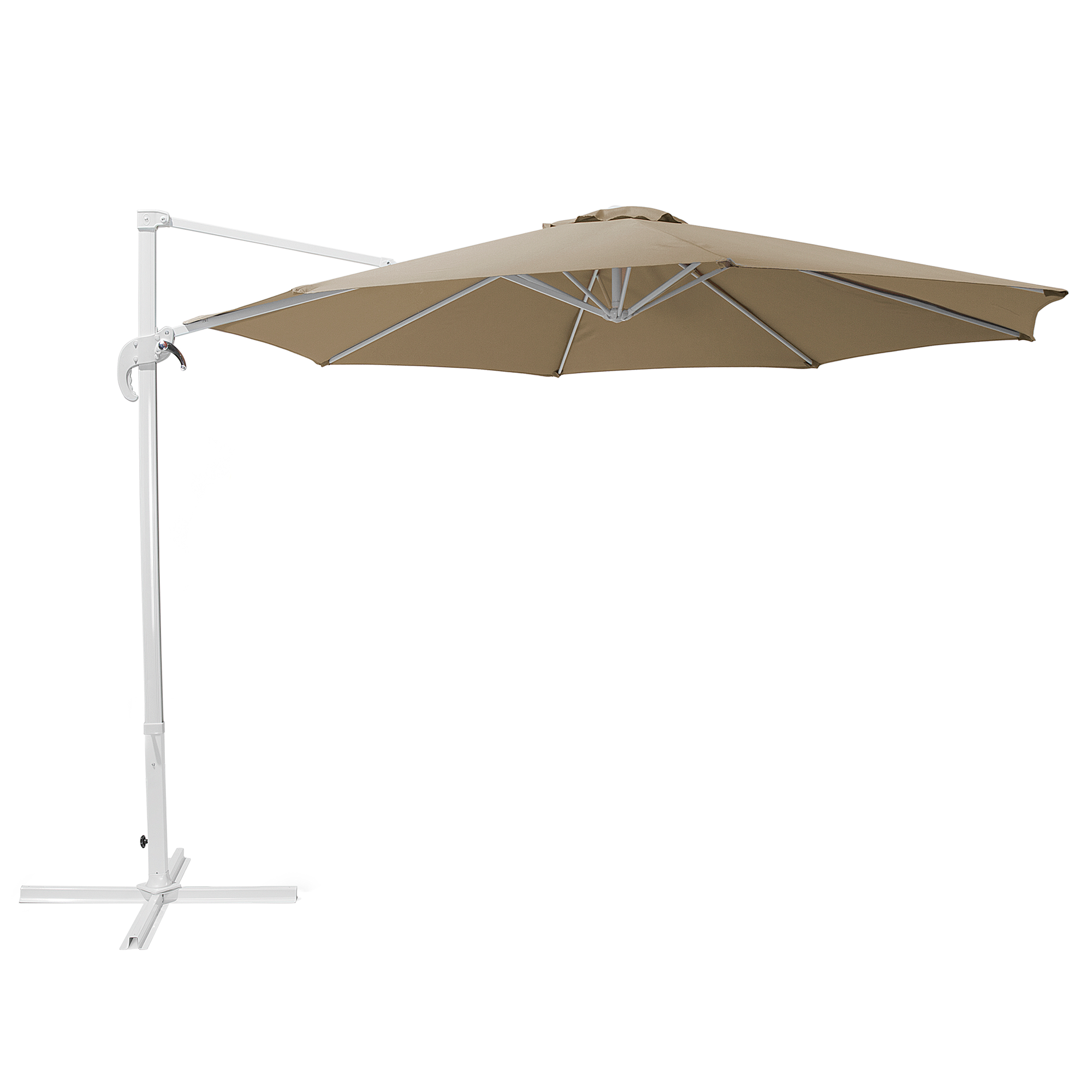 AMPELSCHIRM sandbeige/weiß 300 cm Savona - Beige/Weiß, Textil (300/300cm) - Beliani