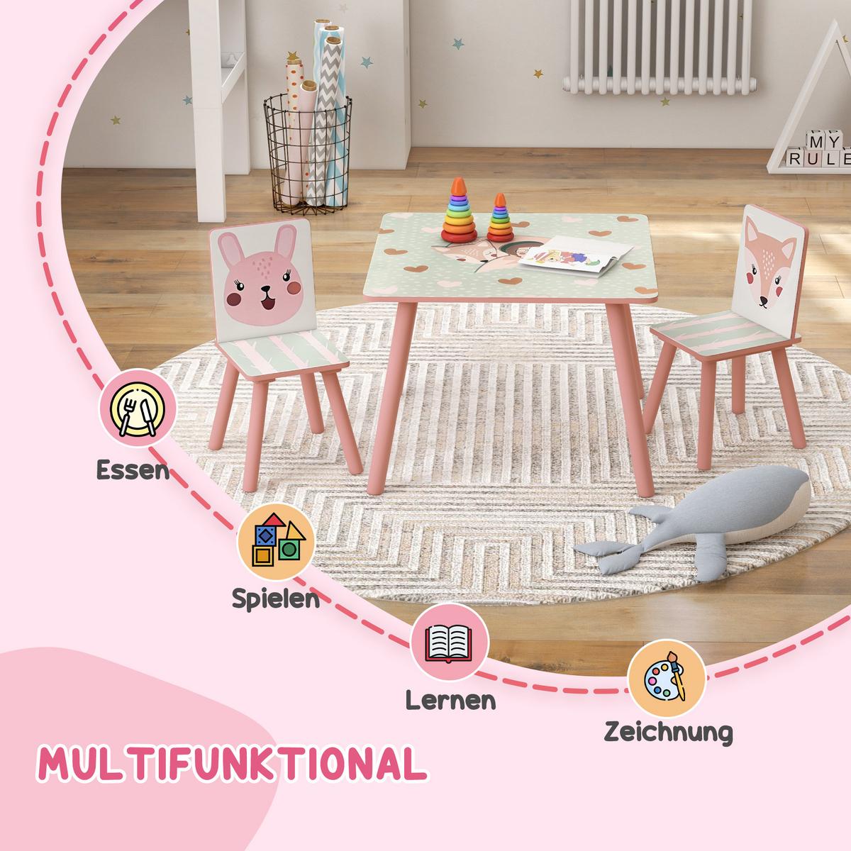 KINDERSITZGRUPPE MDF Kiefer Rosa - Hellrosa, Holzwerkstoff (60/44/60cm) - ZONEKIZ