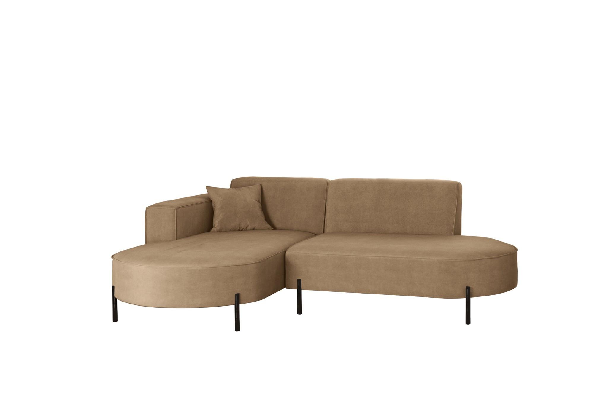 ECKSOFA Valencia Xs - Braun, Holzwerkstoff/Textil (236/165cm) - Fun Möbel