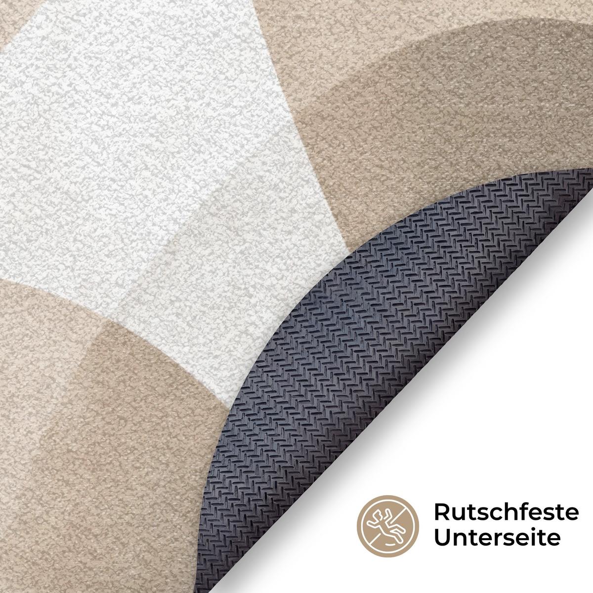 FUSSMATTE Glatte Oberflächen - Harmonisch - Wellenförmig Schmutzfangmatte 90x90 cm - Beige, Kunststoff (90/0.4cm) - MuchoWow