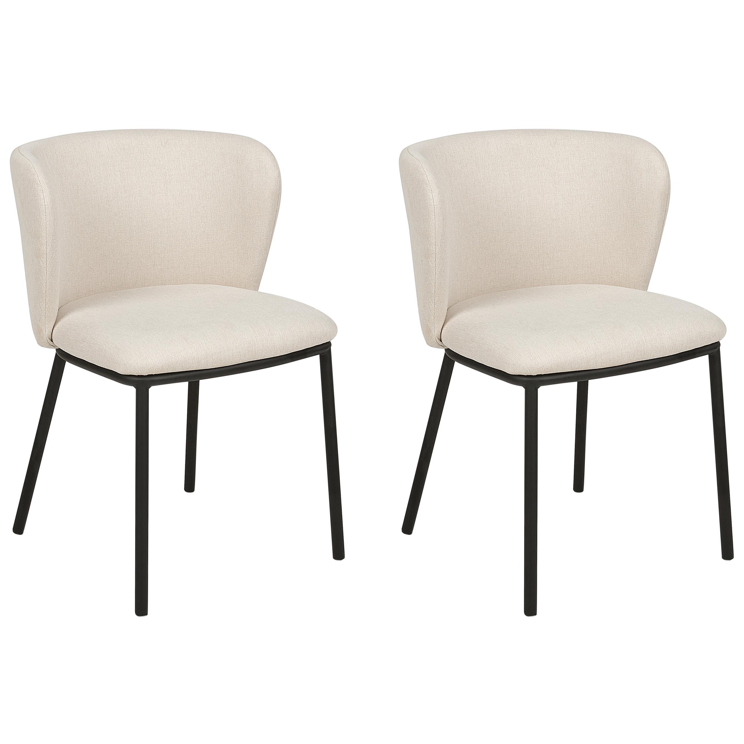 ESSZIMMERSTUHL 2er-Set Polsterbezug Beige Mina - Beige, Textil/Metall (45/75/52cm) - Beliani