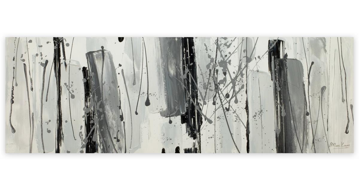 ACRYLBILD HANDGEMALT 150/50 cm - Schwarz/Grau, Holz/Textil (150/50cm) - KUNSTLOFT
