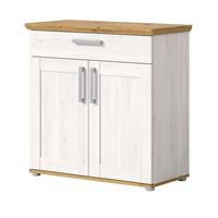 SCHUHSCHRANK weiß Lärche 95 cm, Schuhkommode im Landhaus-Stil - Silberfarben/Weiß, Holzwerkstoff/Kunststoff (95/92/39cm) - Inn.Furn