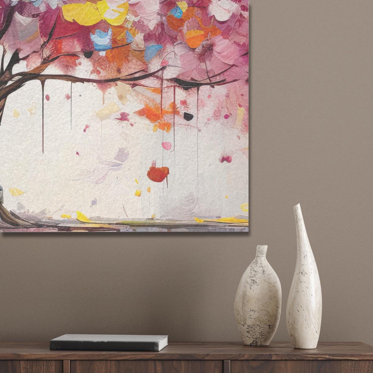 AKUSTIKBILD Aquarell - Baum - Kunst - Abstrakt Akustikpaneele 90x90 cm - Multicolor, Kunststoff (90/90/0.9cm) - MuchoWow