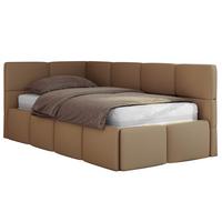 JUGENDBETT ARVO 90/200 - Braun Kunstleder - ohne Matratze - Links Seite - Braun, Textil (90/200cm) - MKS